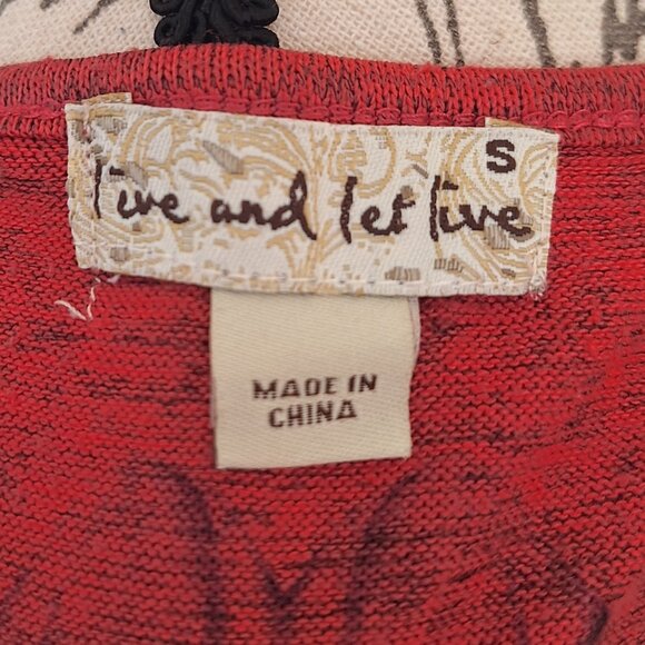 Live & Let Live Womens Top Small Heather Knit Vine Pattern Embellished Boho Fall - Picture 5 of 6